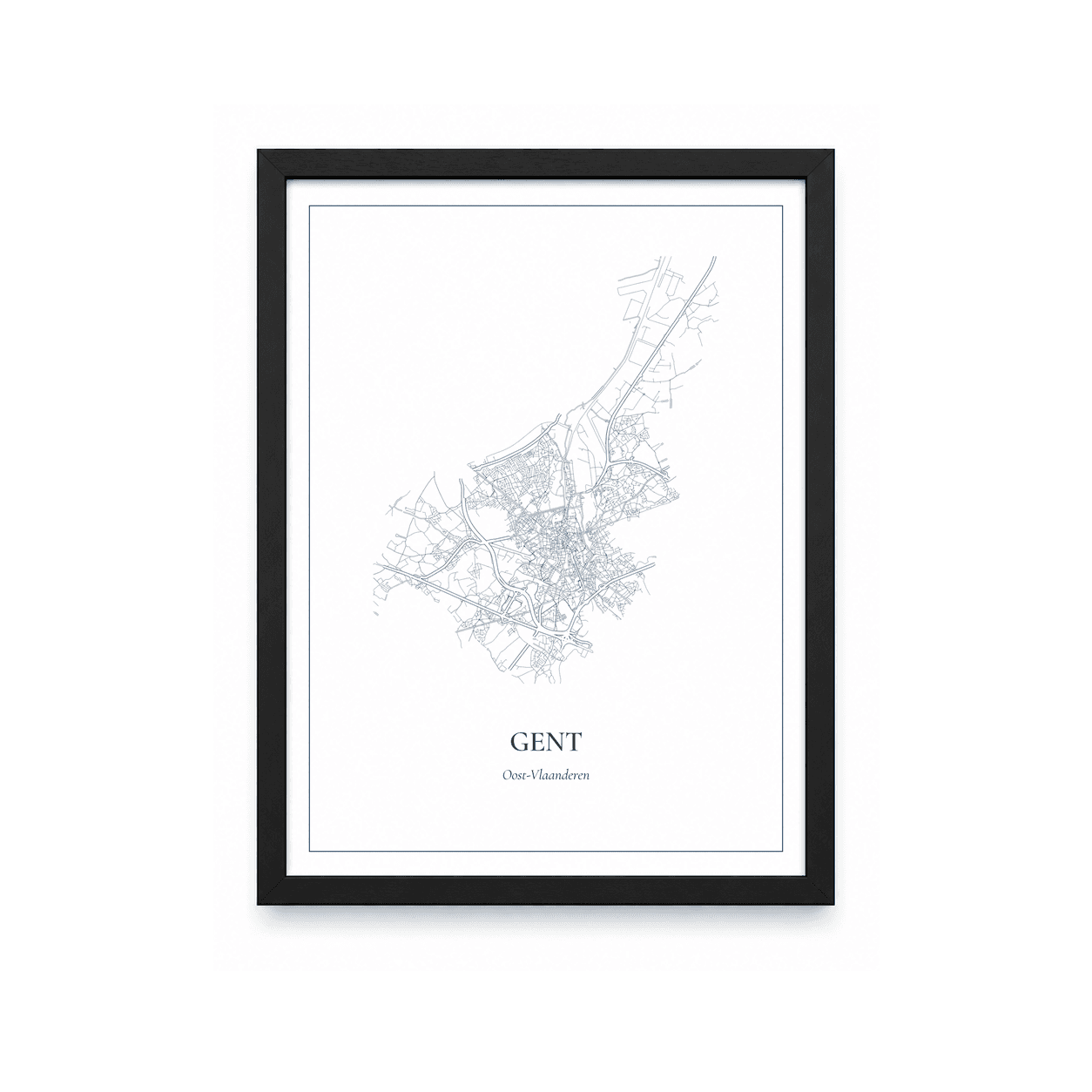 Kaartposter Gent – kaartportret – Delfts blauw