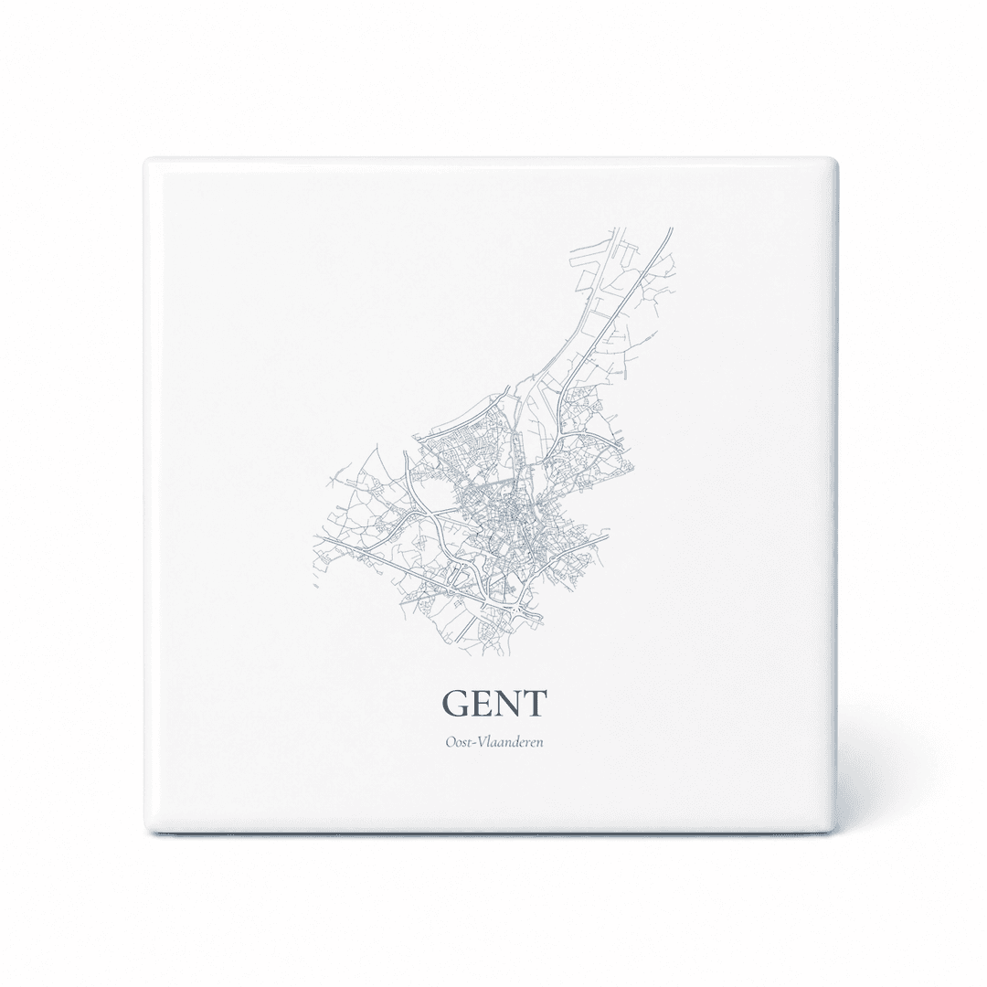 Kaarttegeltje Gent – kaartportret – Delfts blauw