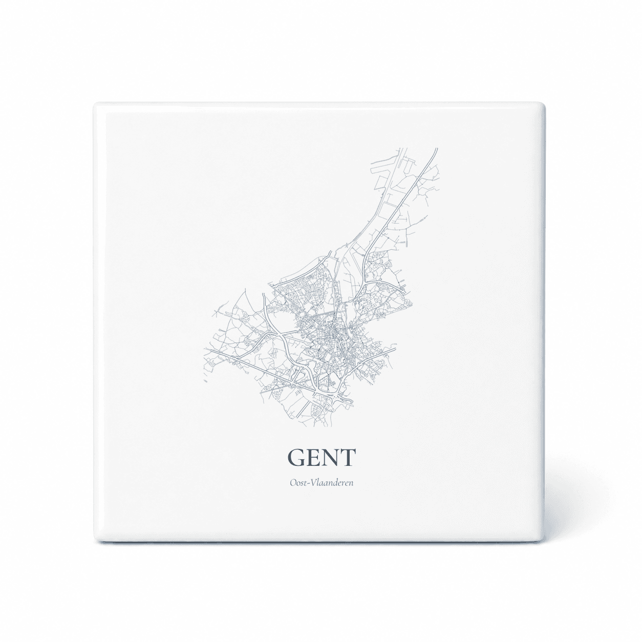Kaarttegeltje Gent – kaartportret – Delfts blauw