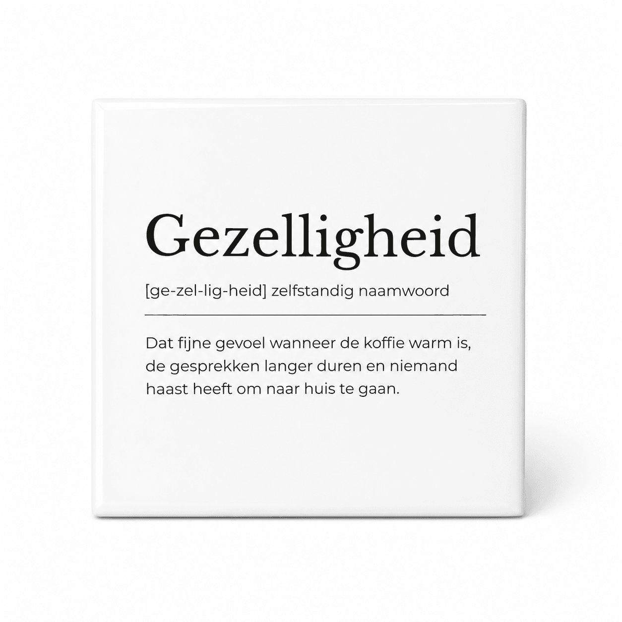 Gezelligheid woordenboektegeltje op keramiek