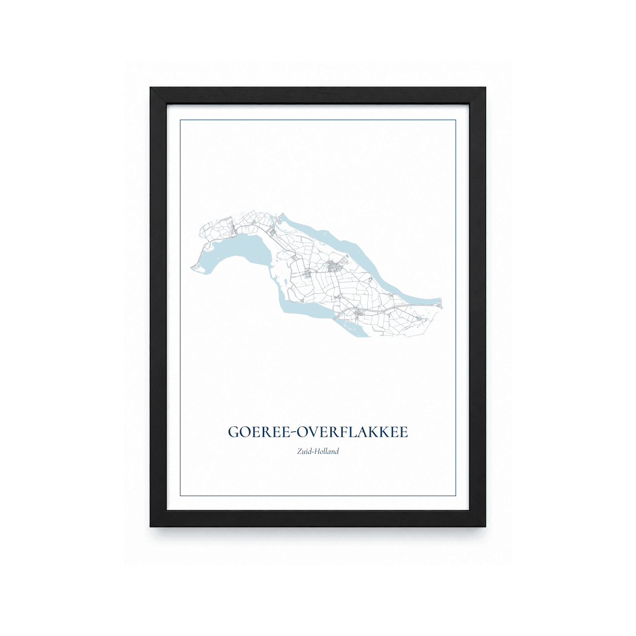 Kaartposter Goeree-Overflakkee – kaartportret – Delfts blauw