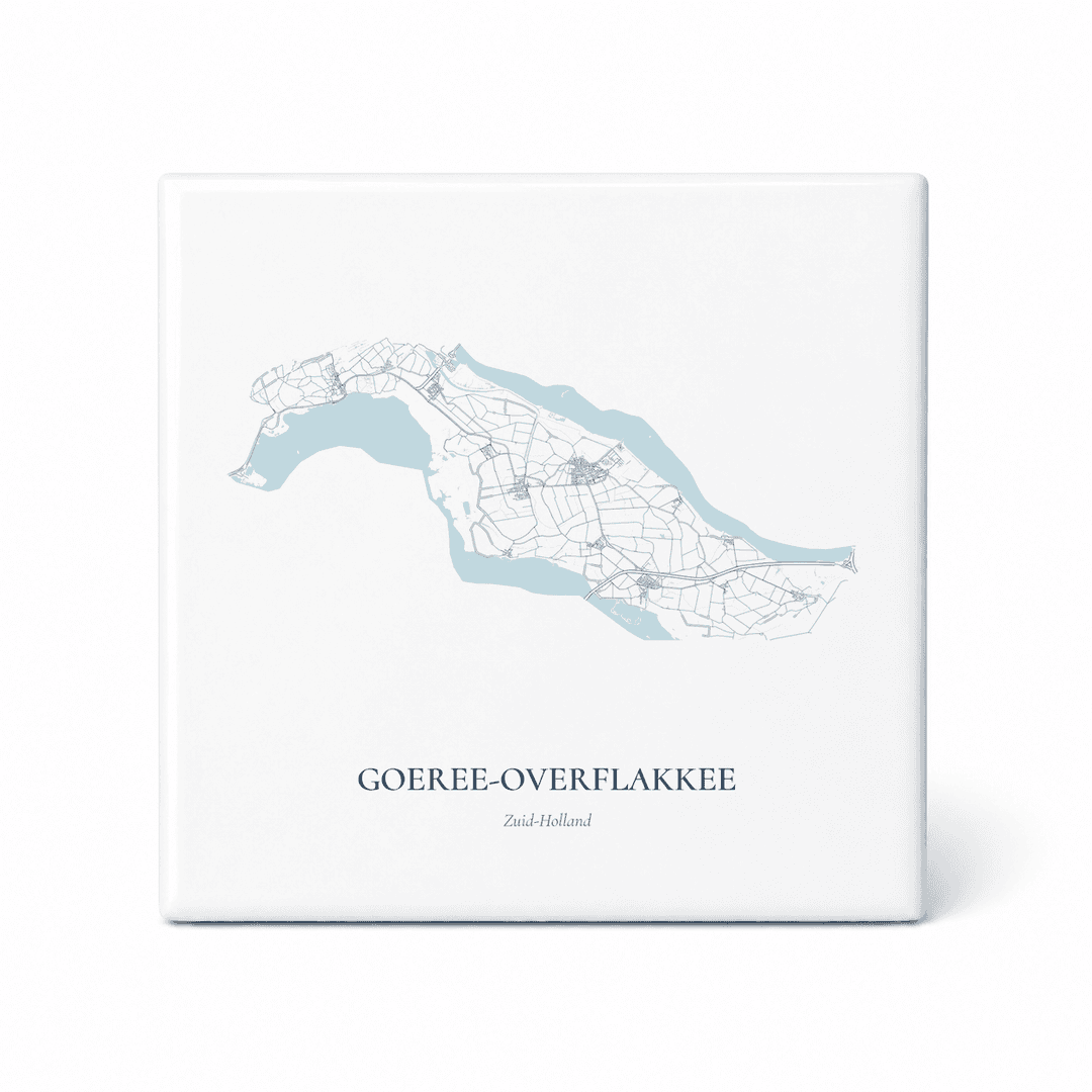 Kaarttegeltje Goeree-Overflakkee – kaartportret – Delfts blauw