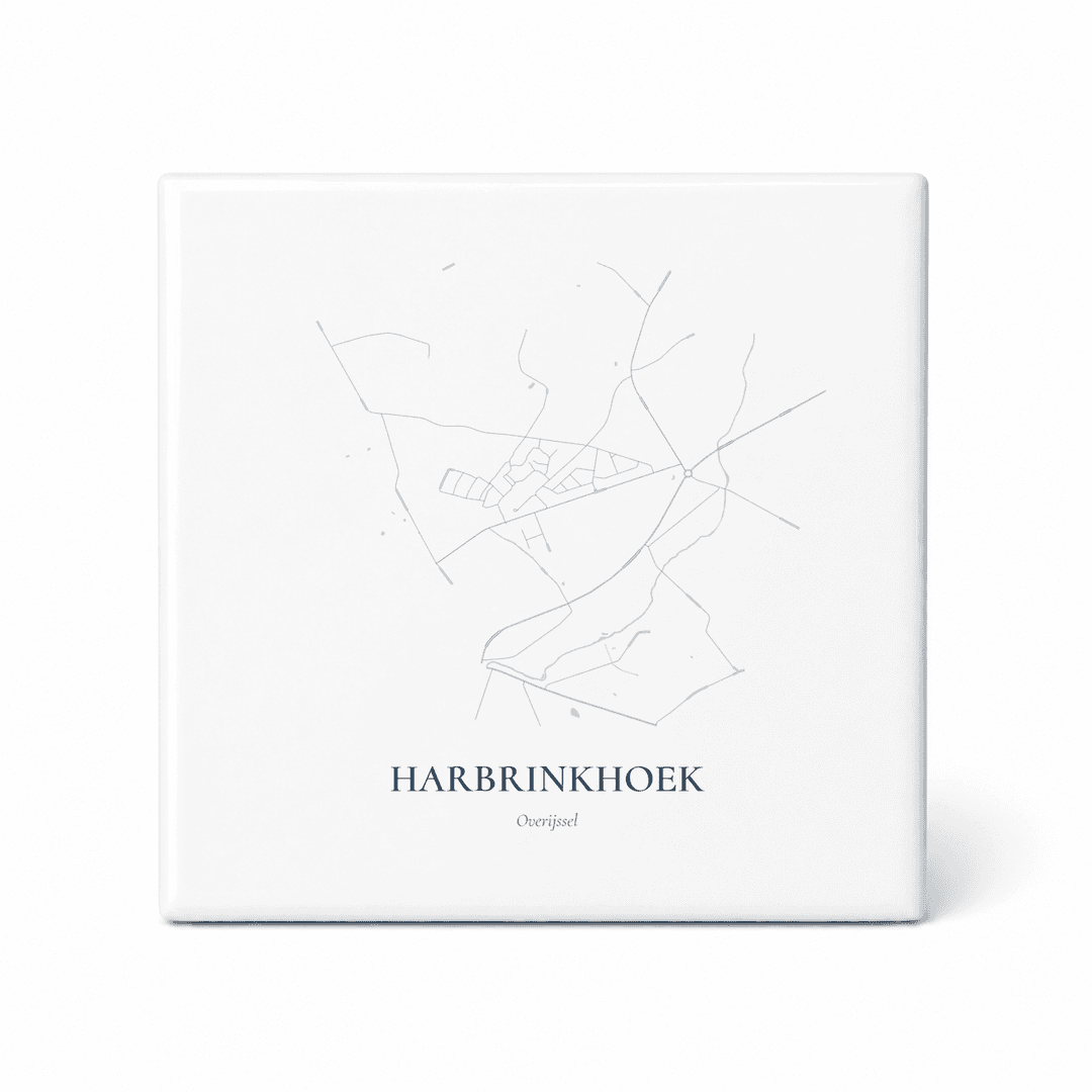 Kaarttegeltje Harbrinkhoek – kaartportret – Delfts blauw