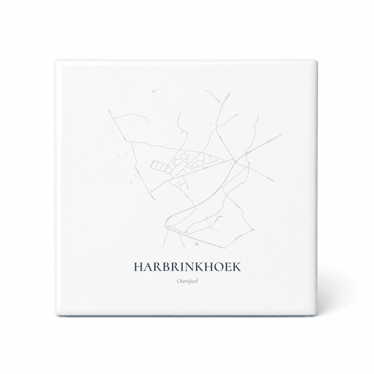 Kaarttegeltje Harbrinkhoek – kaartportret – Delfts blauw