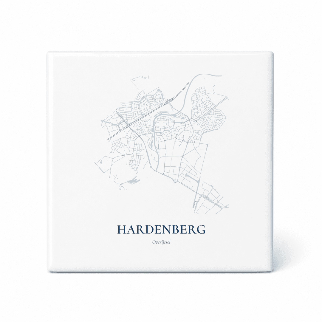 Kaarttegeltje Hardenberg – kaartportret – Delfts blauw