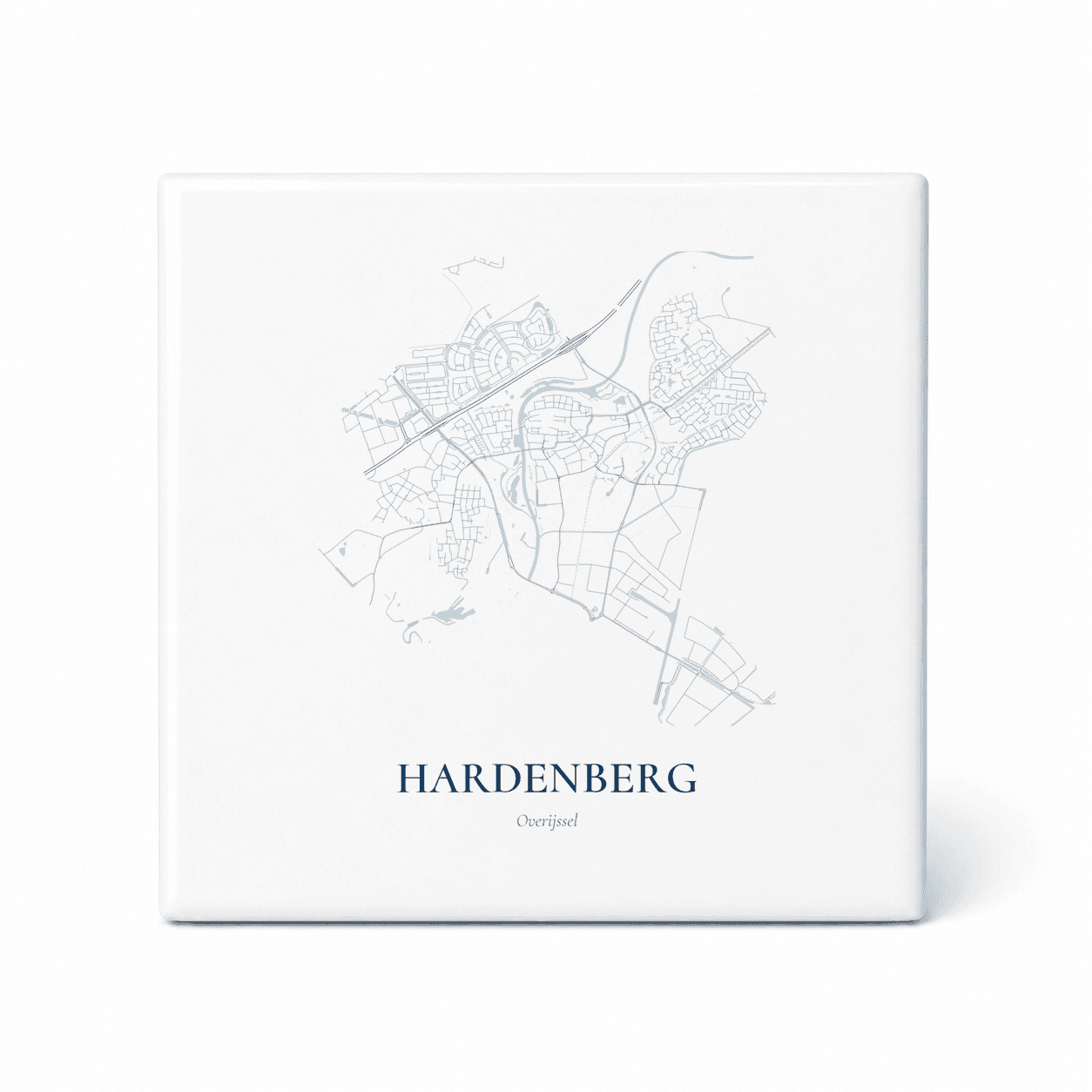 Kaarttegeltje Hardenberg – kaartportret – Delfts blauw