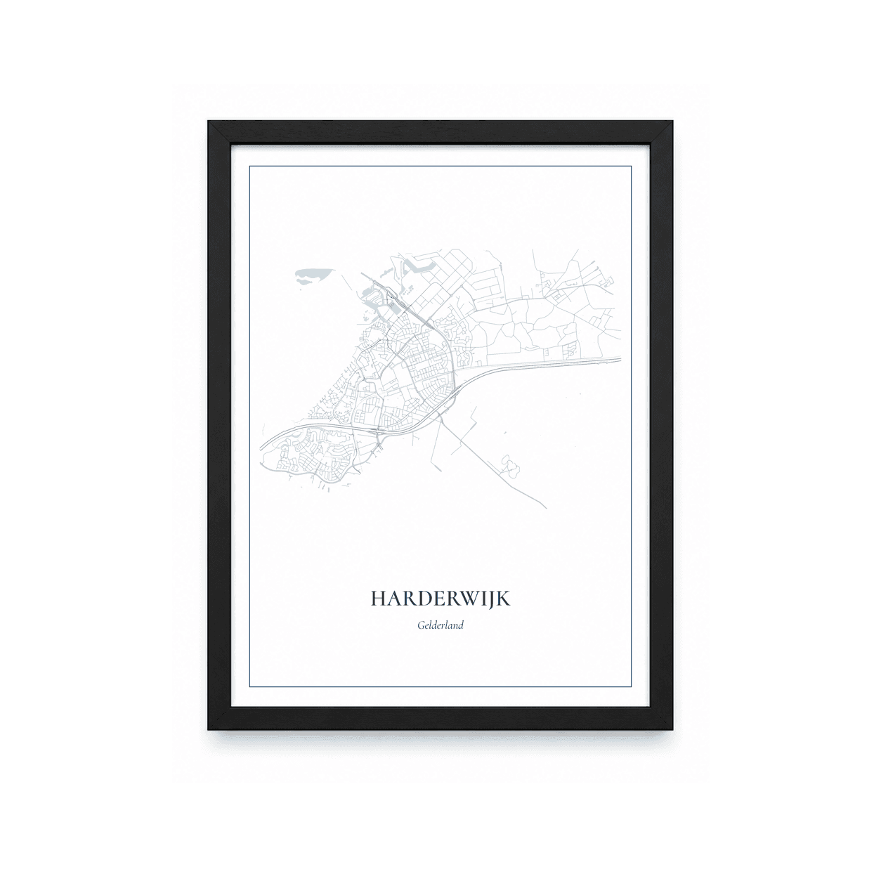 Kaartposter Harderwijk – kaartportret – Delfts blauw
