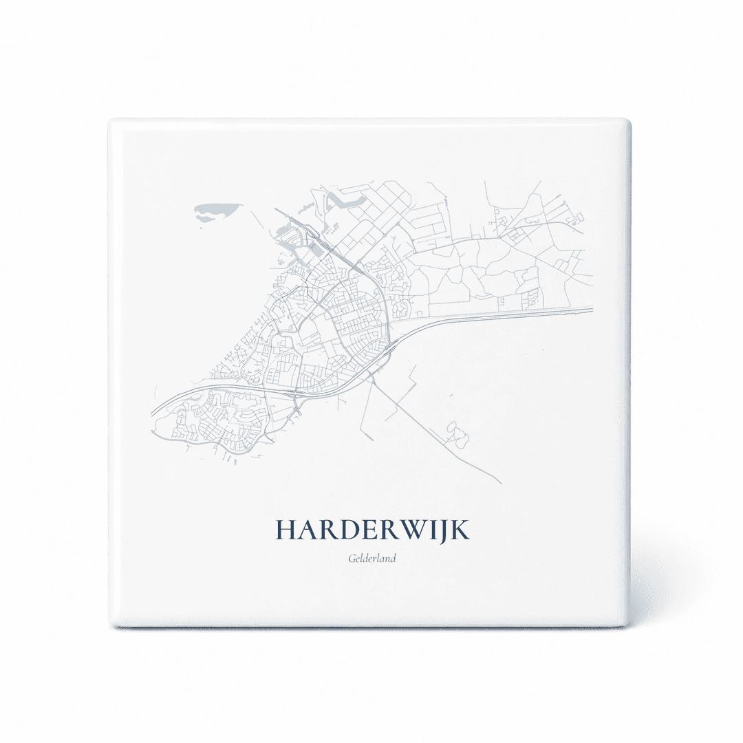 Kaarttegeltje Harderwijk – kaartportret – Delfts blauw