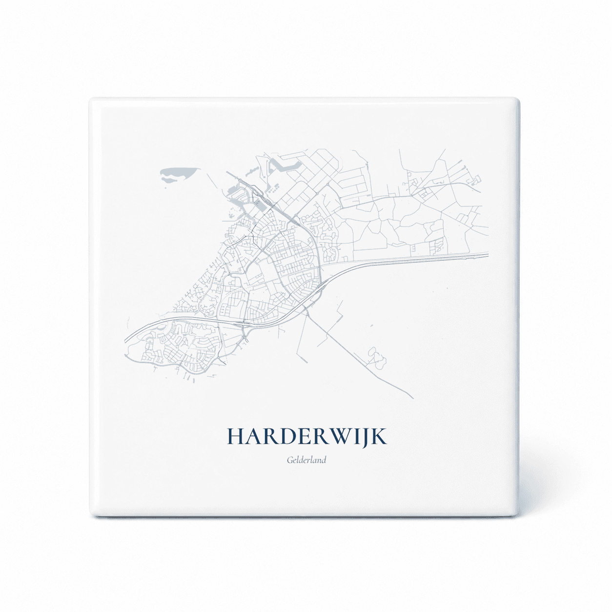 Kaarttegeltje Harderwijk – kaartportret – Delfts blauw