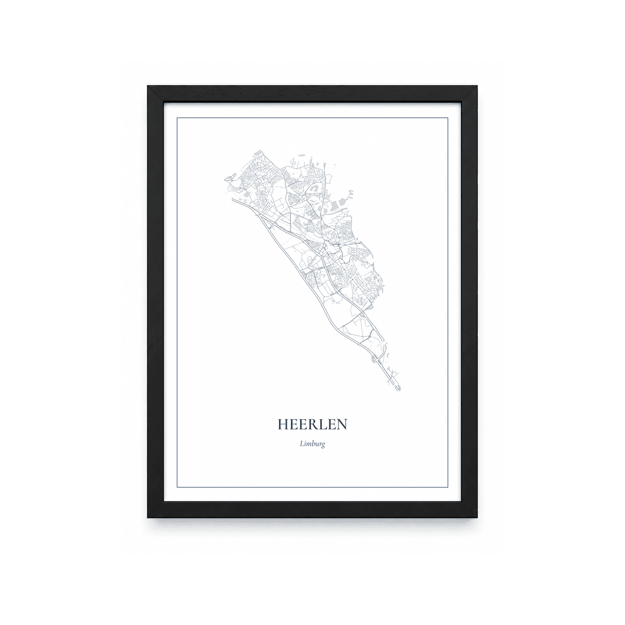 Kaartposter Heerlen – kaartportret – Delfts blauw