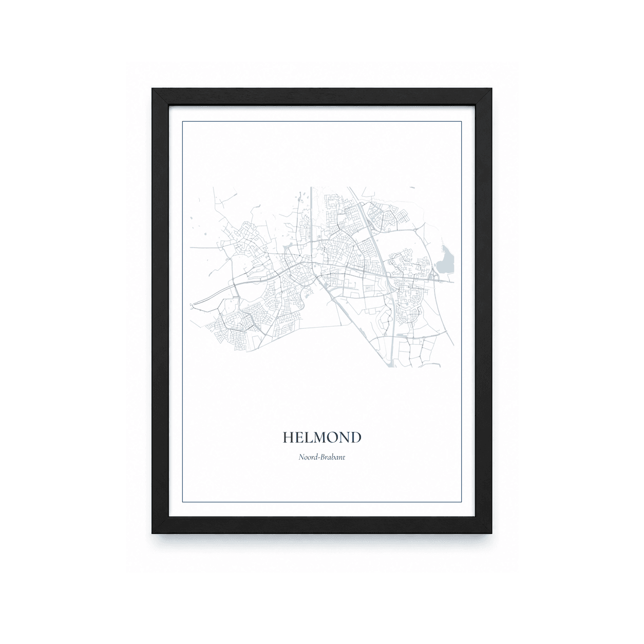 Kaartposter Helmond – kaartportret – Delfts blauw
