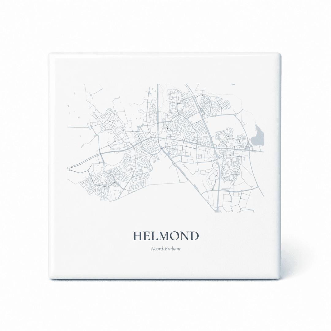 Kaarttegeltje Helmond – kaartportret – Delfts blauw