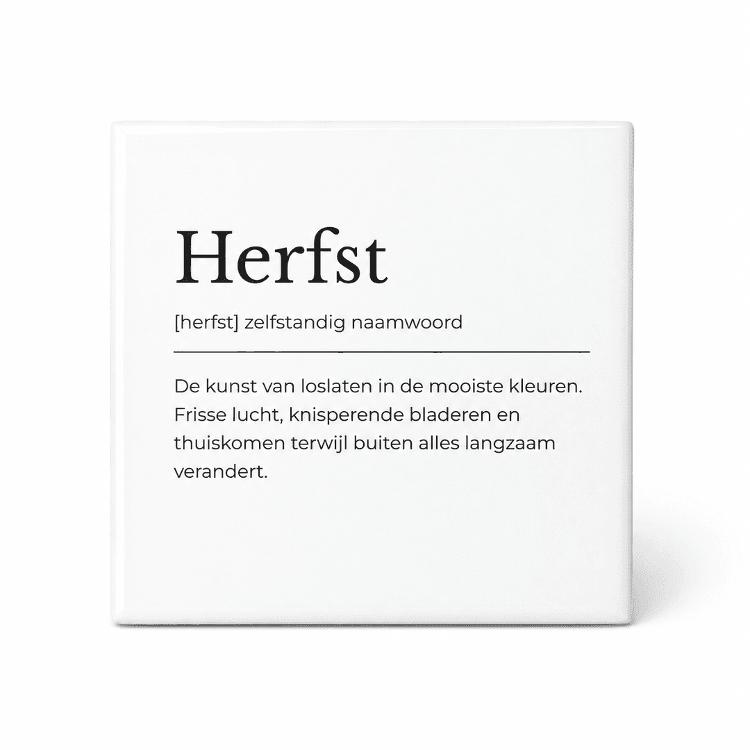 Herfst woordenboektegeltje op keramiek