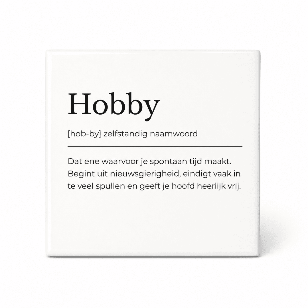Hobby woordenboektegeltje op keramiek