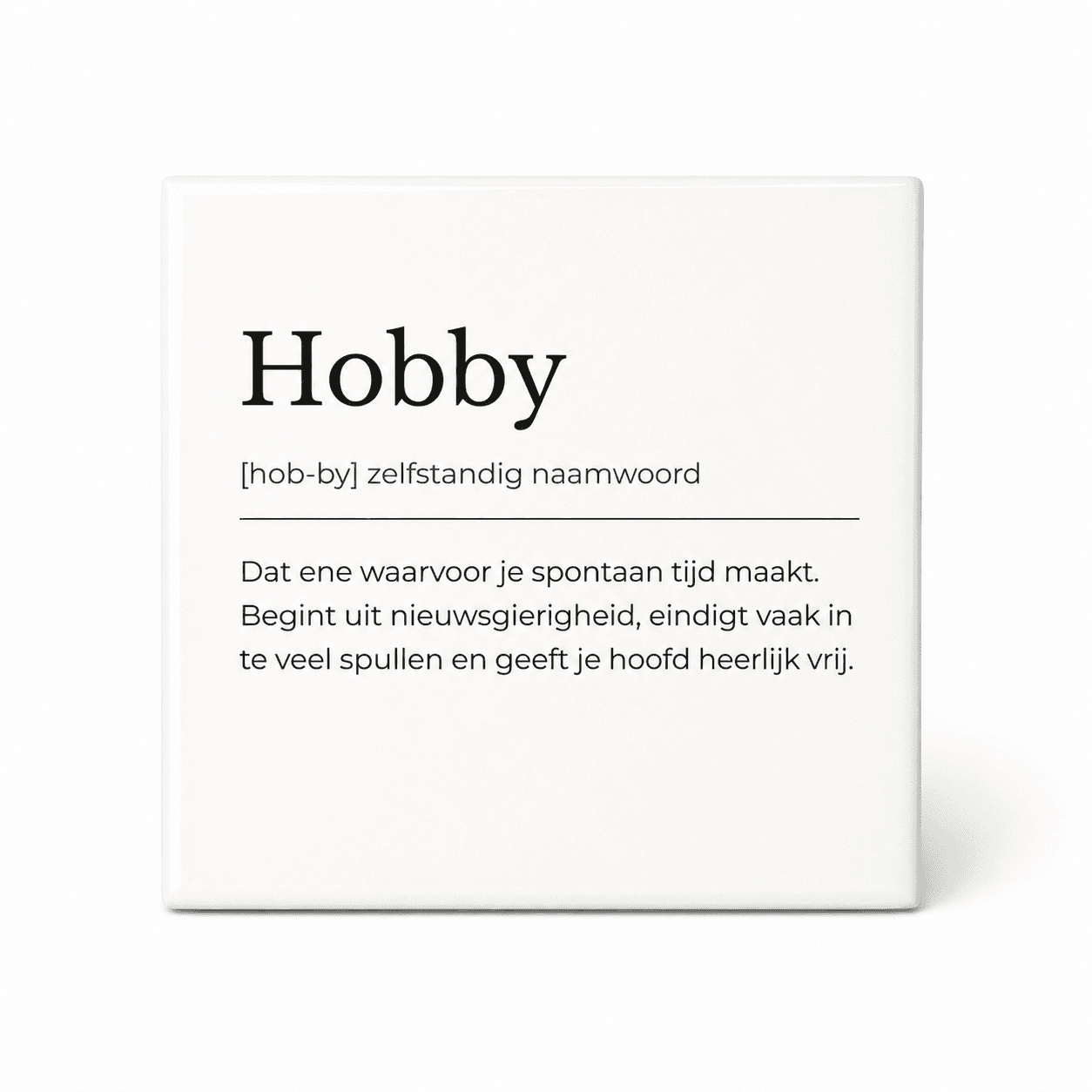 Hobby woordenboektegeltje op keramiek