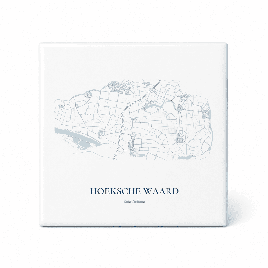 Kaarttegeltje Hoeksche Waard – kaartportret – Delfts blauw