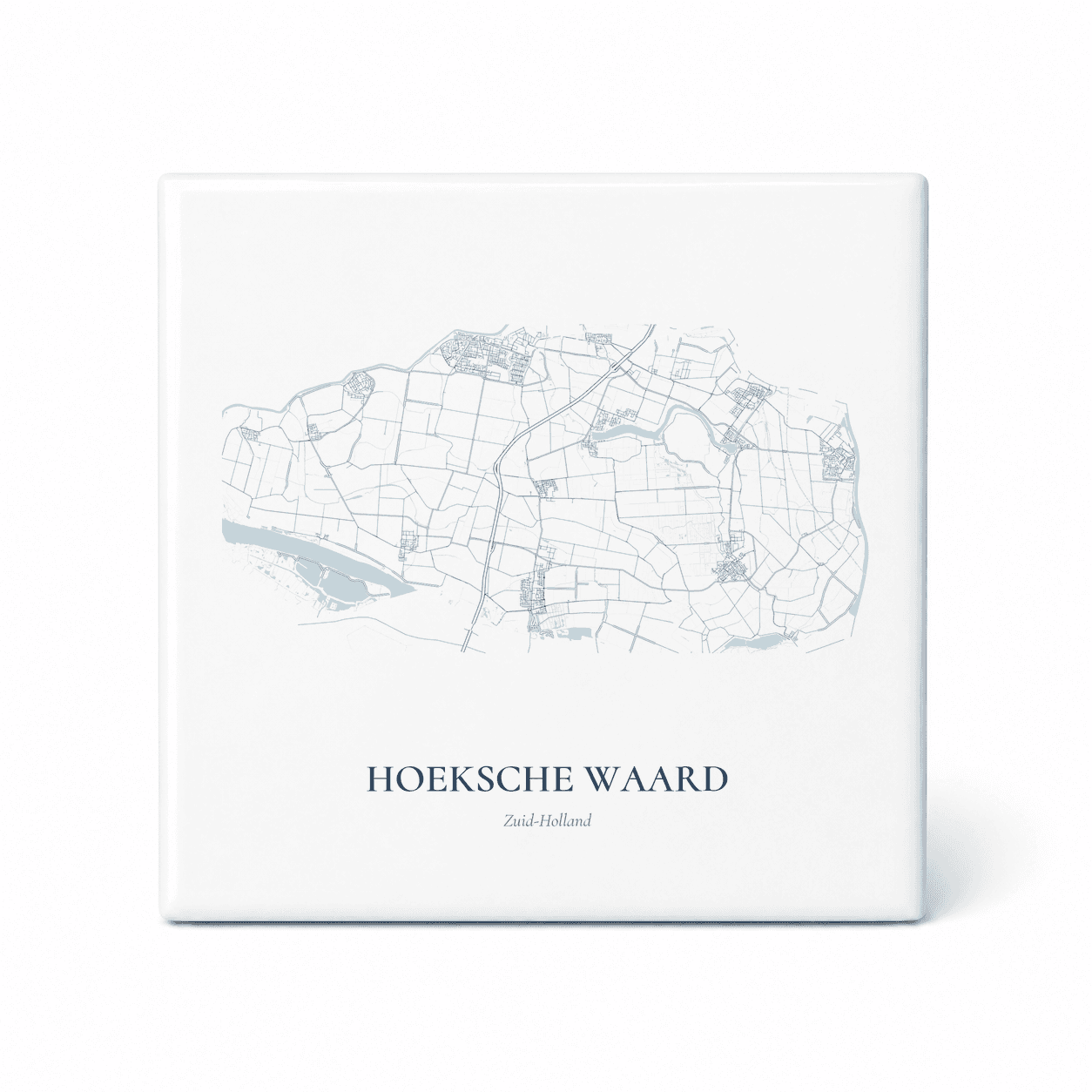 Kaarttegeltje Hoeksche Waard – kaartportret – Delfts blauw