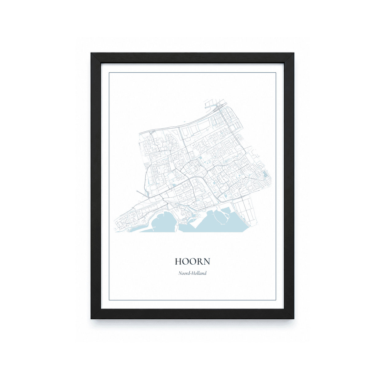 Kaartposter Hoorn – kaartportret – Delfts blauw