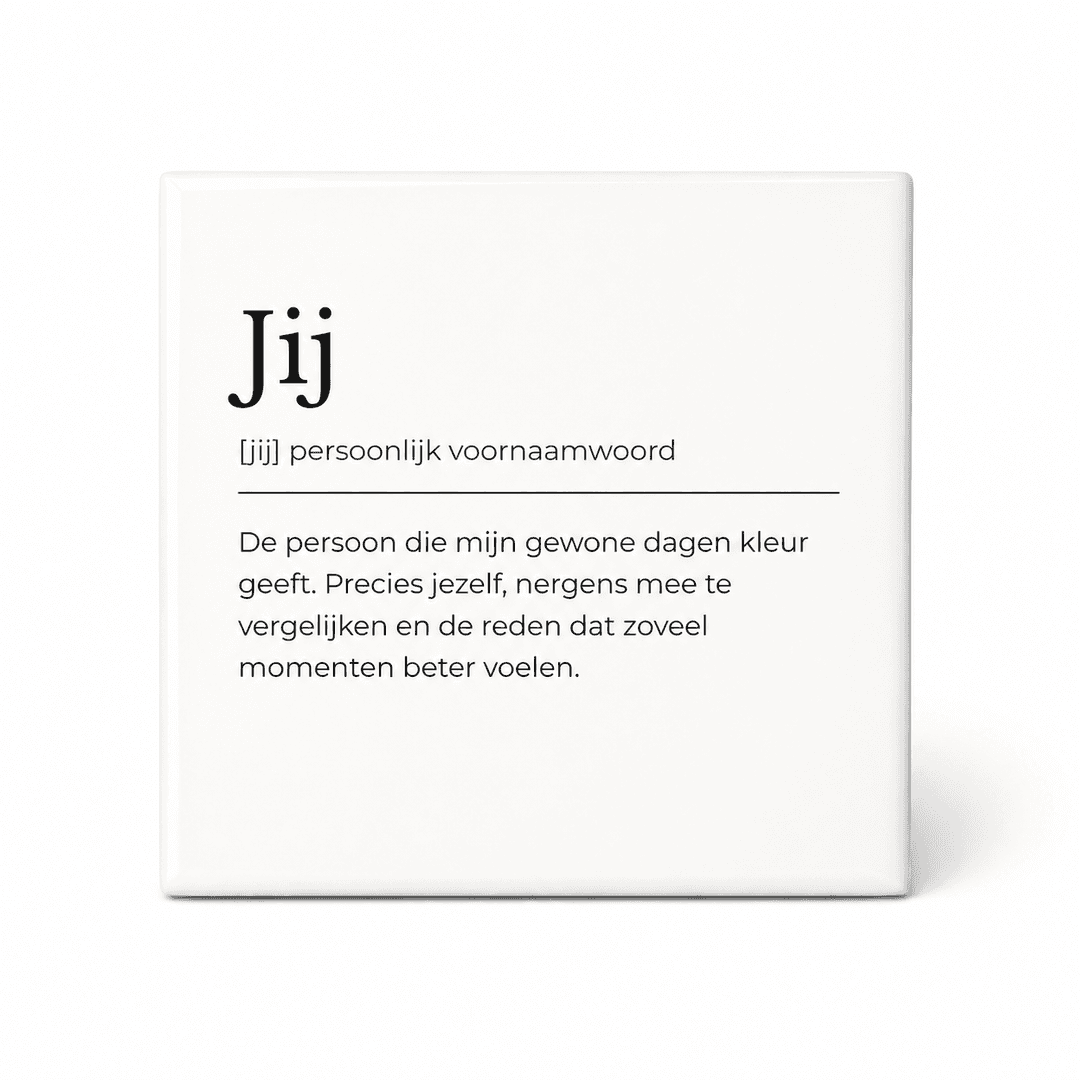 Jij woordenboektegeltje op keramiek