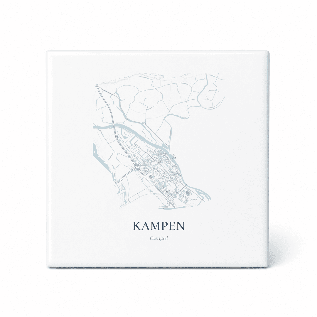 Kaarttegeltje Kampen – kaartportret – Delfts blauw