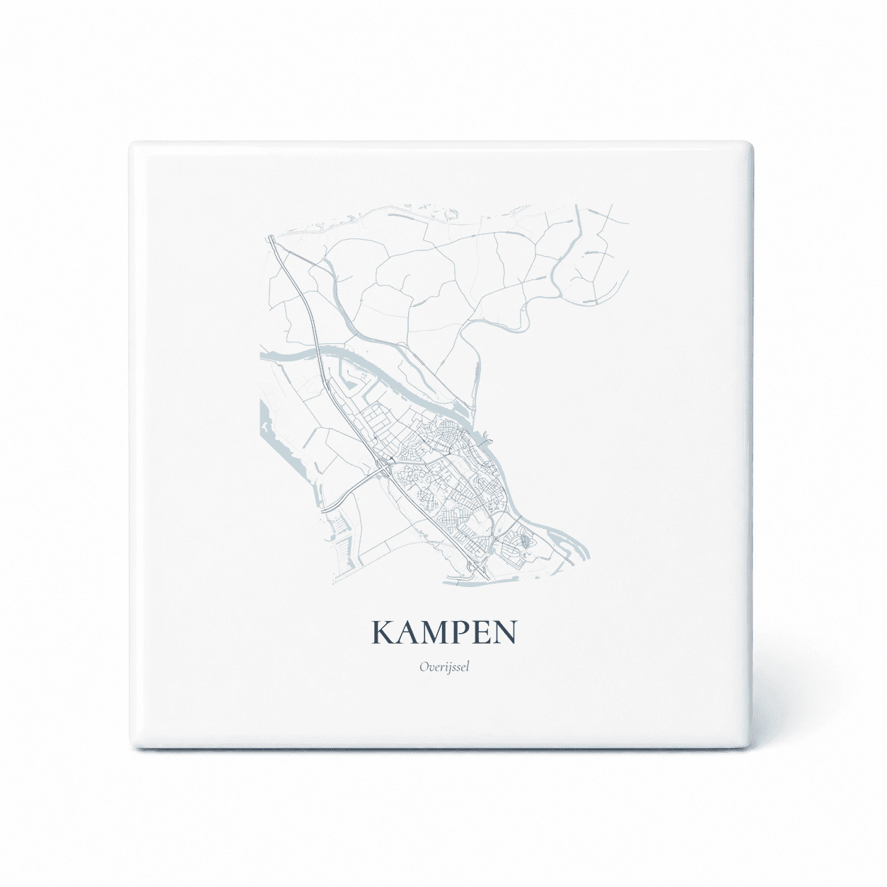 Kaarttegeltje Kampen – kaartportret – Delfts blauw
