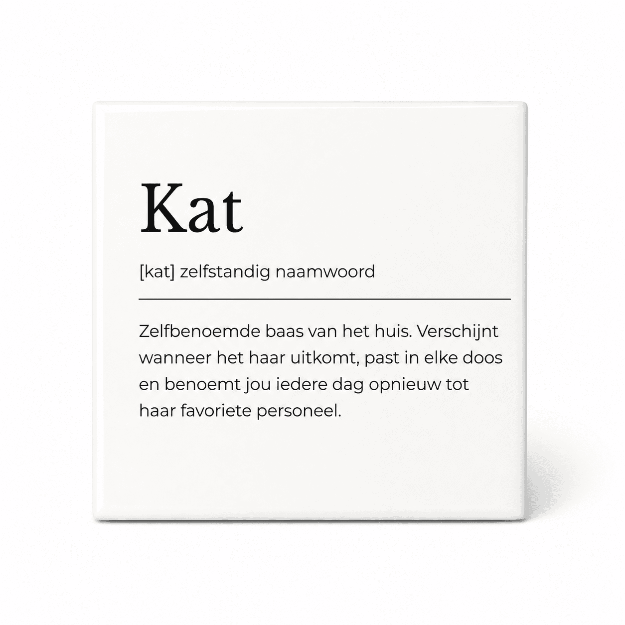 Kat woordenboektegeltje op keramiek