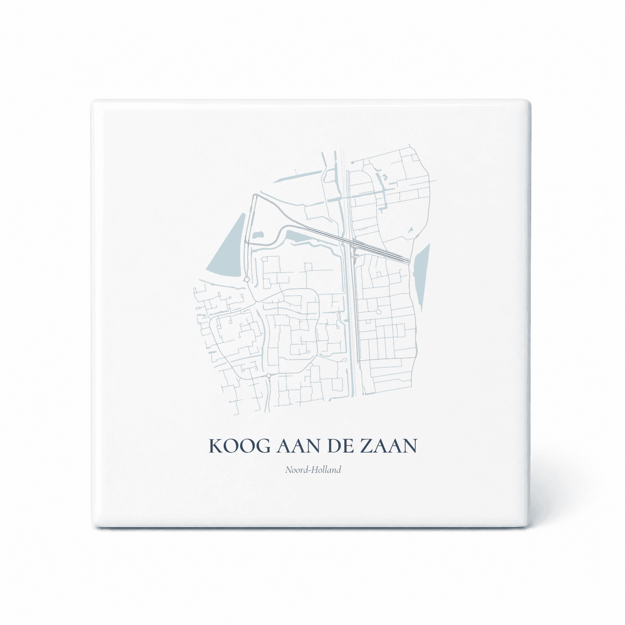 Kaarttegeltje Koog aan de Zaan – kaartportret – Delfts blauw