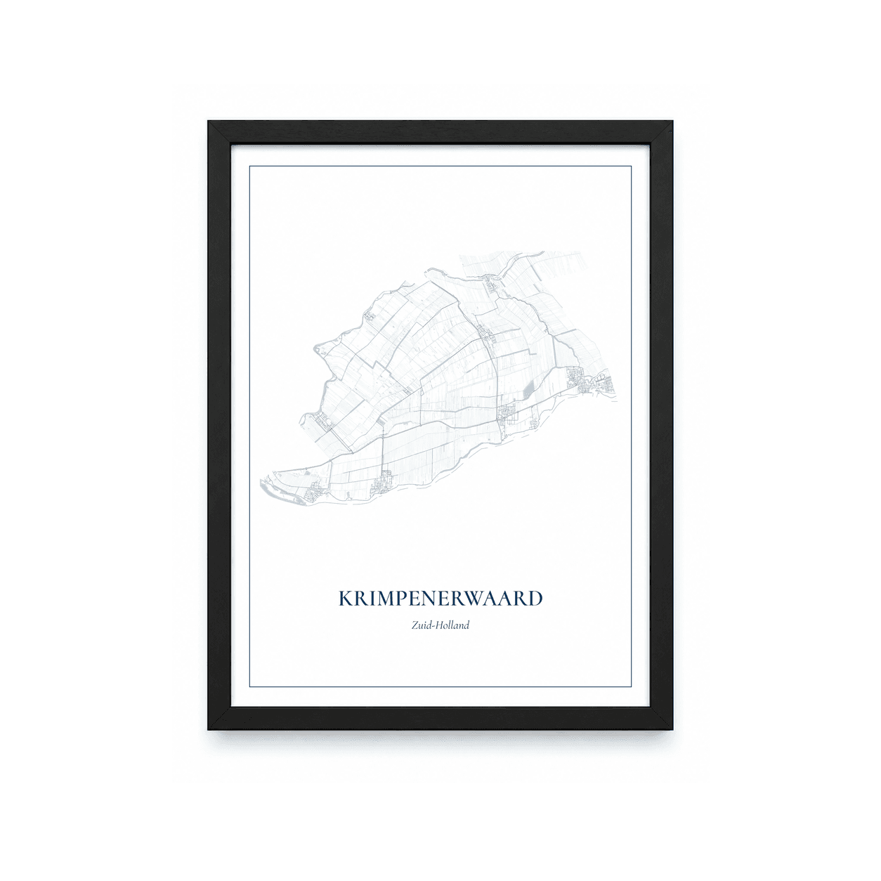 Kaartposter Krimpenerwaard – kaartportret – Delfts blauw