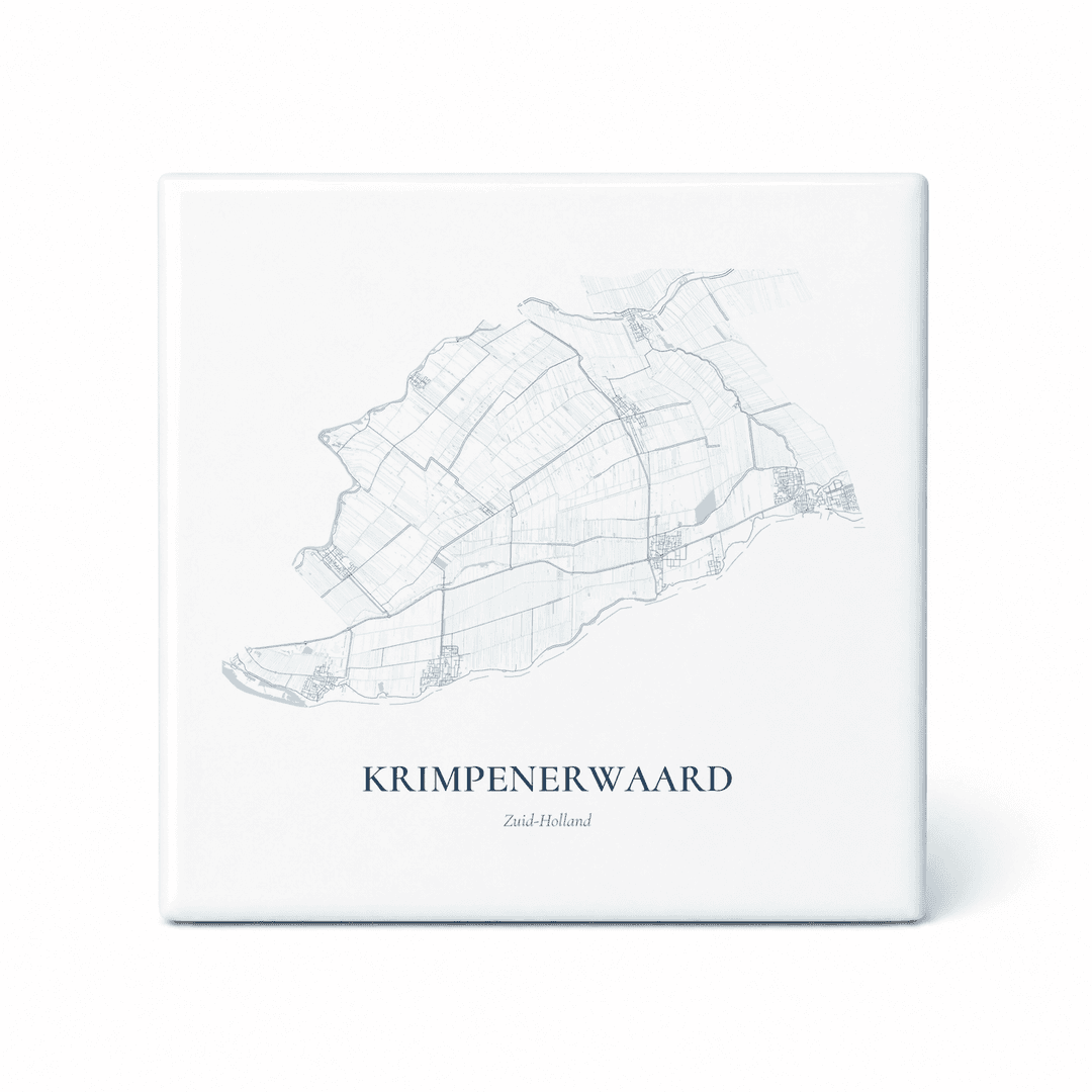 Kaarttegeltje Krimpenerwaard – kaartportret – Delfts blauw