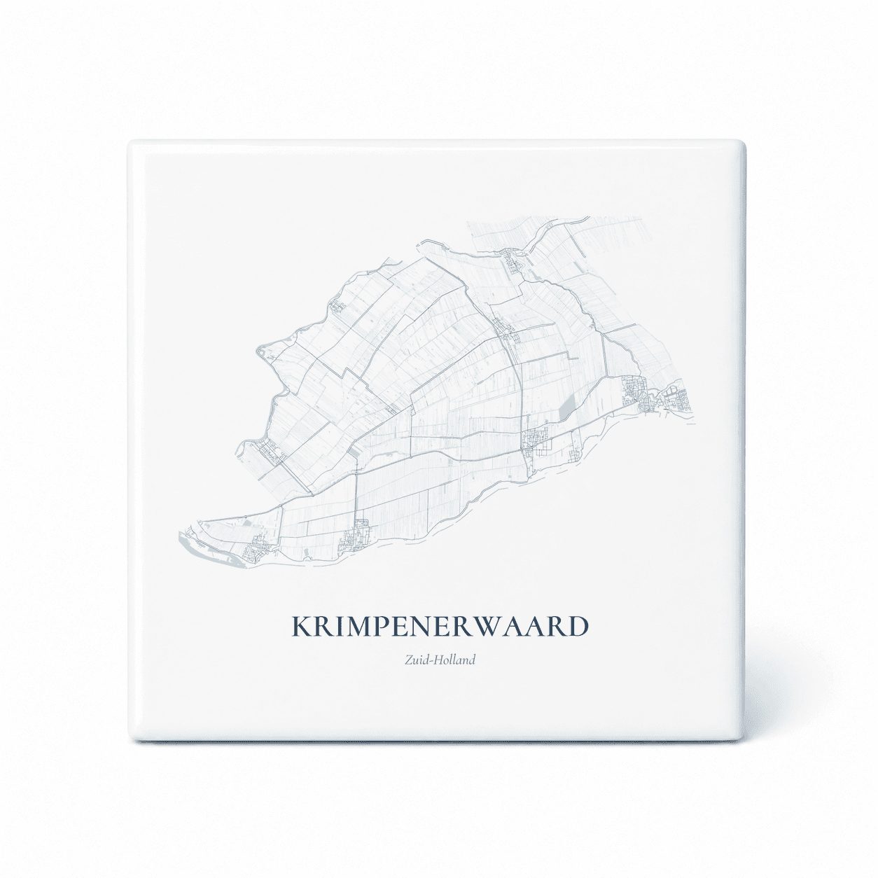 Kaarttegeltje Krimpenerwaard – kaartportret – Delfts blauw