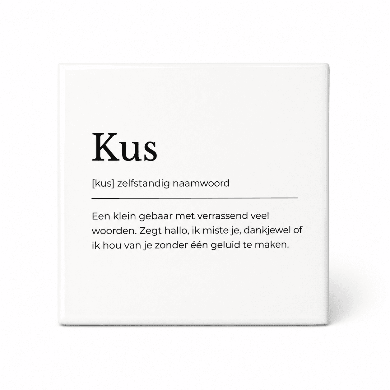 Kus woordenboektegeltje op keramiek
