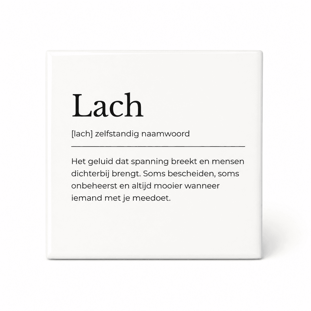 Lach woordenboektegeltje op keramiek