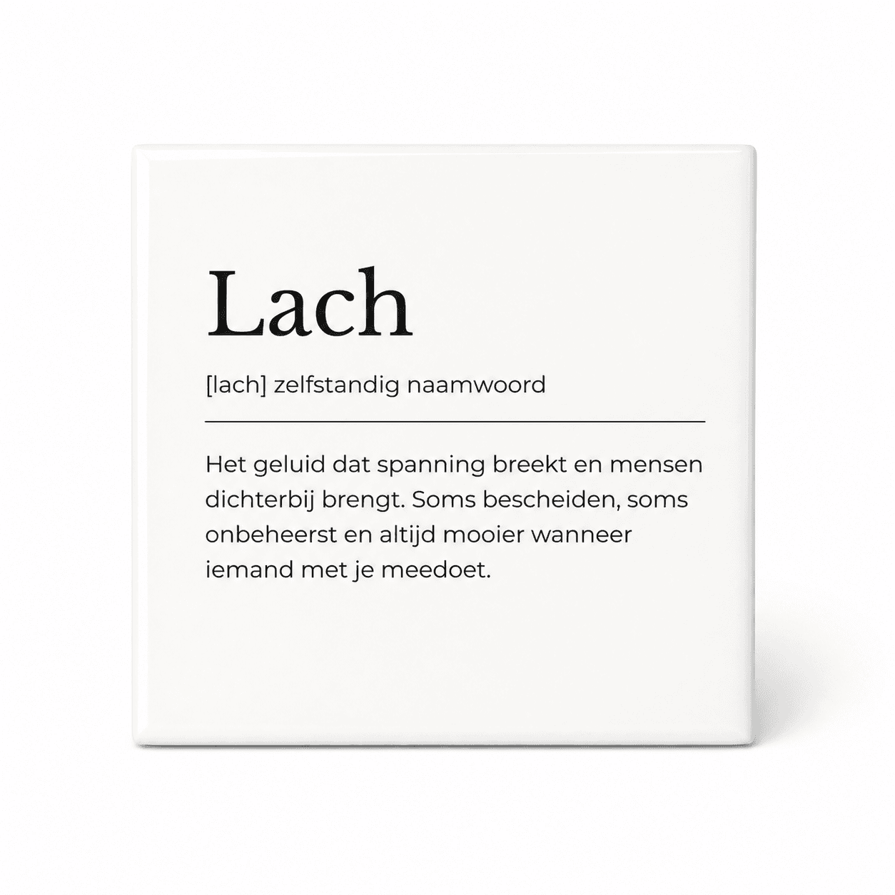 Lach woordenboektegeltje op keramiek