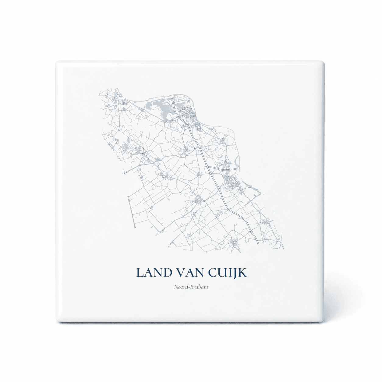 Kaarttegeltje Land Van Cuijk – kaartportret – Delfts blauw