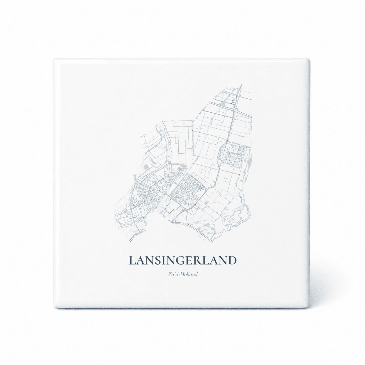 Kaarttegeltje Lansingerland – kaartportret – Delfts blauw