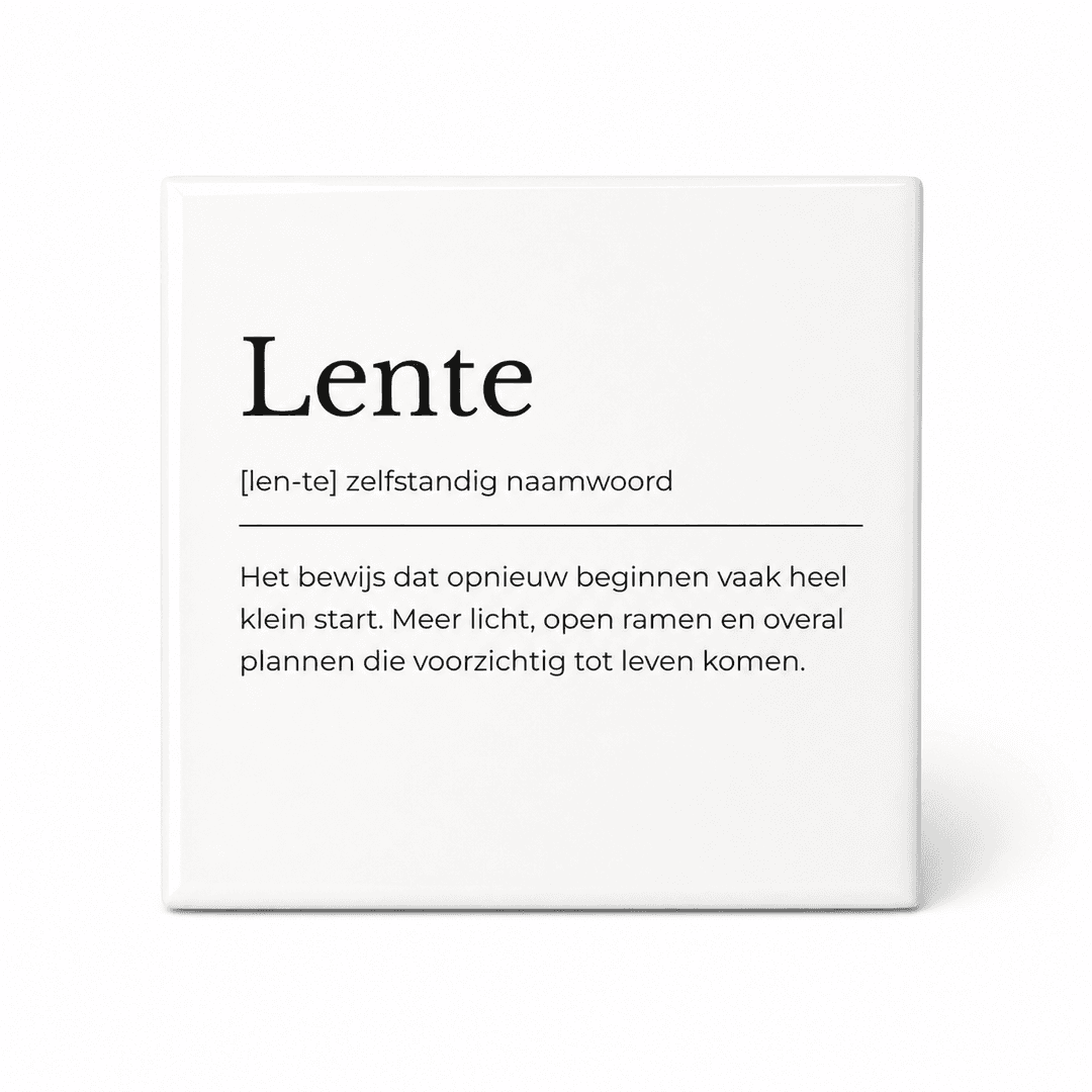 Lente woordenboektegeltje op keramiek