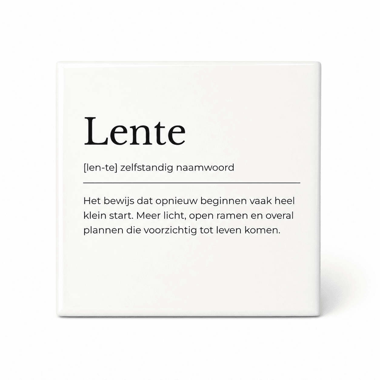 Lente woordenboektegeltje op keramiek