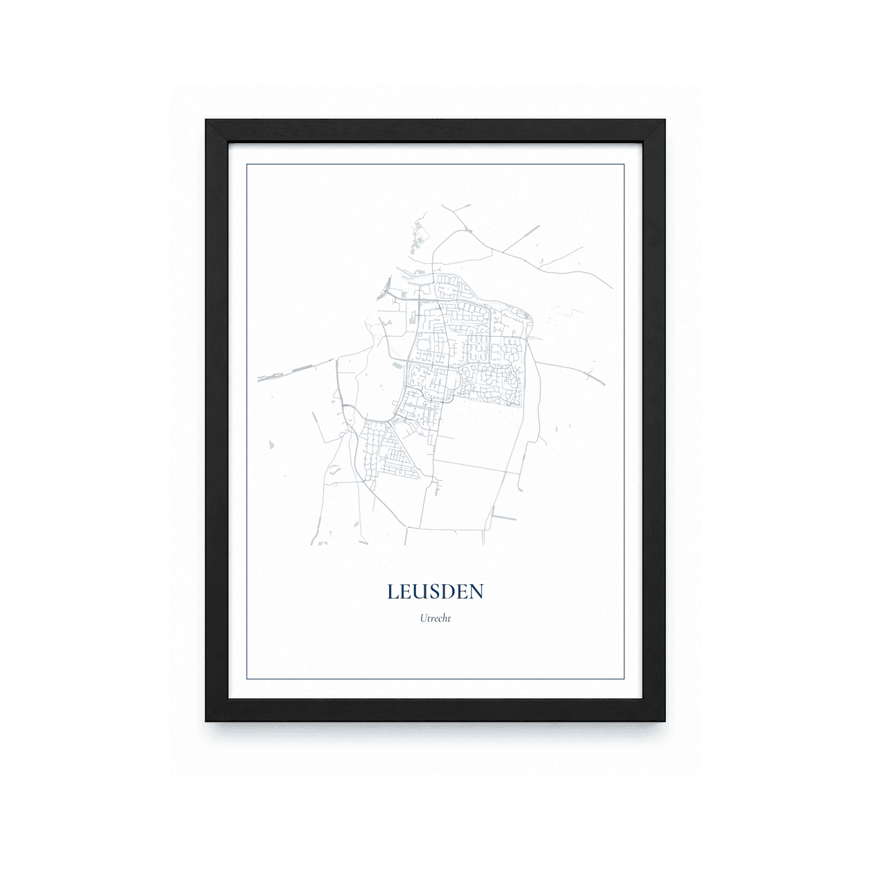 Kaartposter Leusden – kaartportret – Delfts blauw
