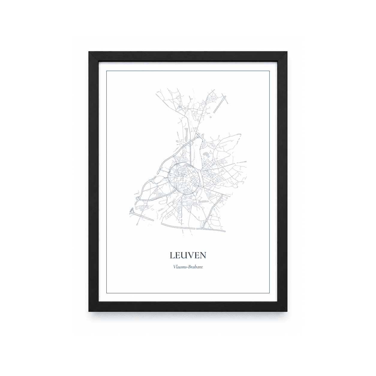 Kaartposter Leuven – kaartportret – Delfts blauw