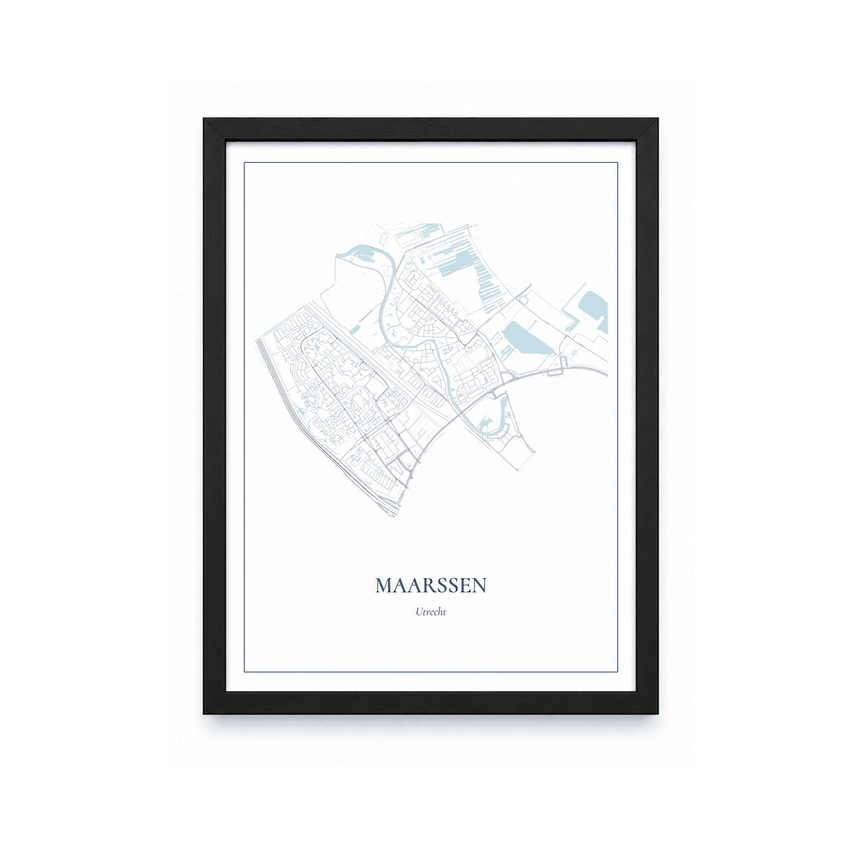 Kaartposter Maarssen – kaartportret – Delfts blauw