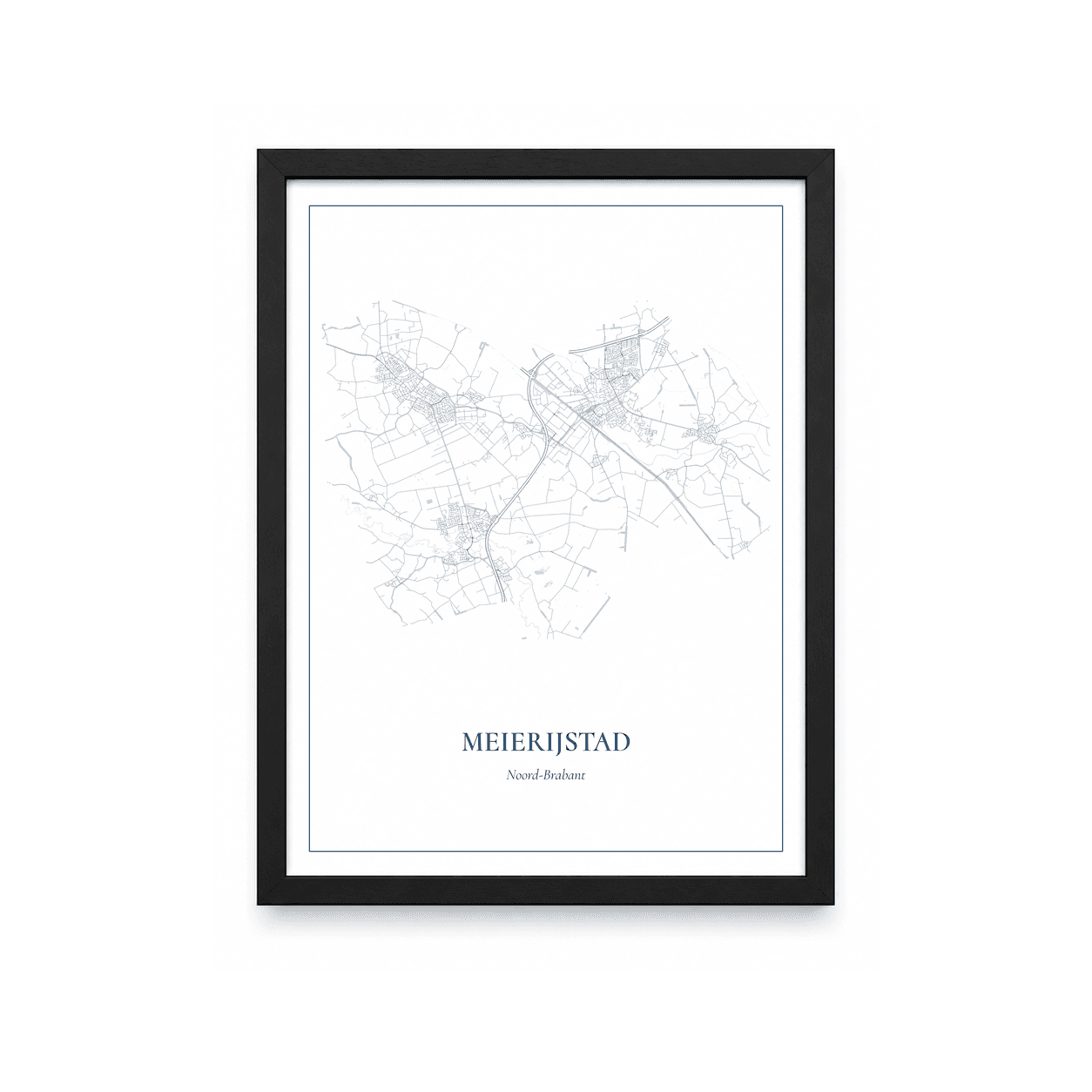 Kaartposter Meierijstad – kaartportret – Delfts blauw