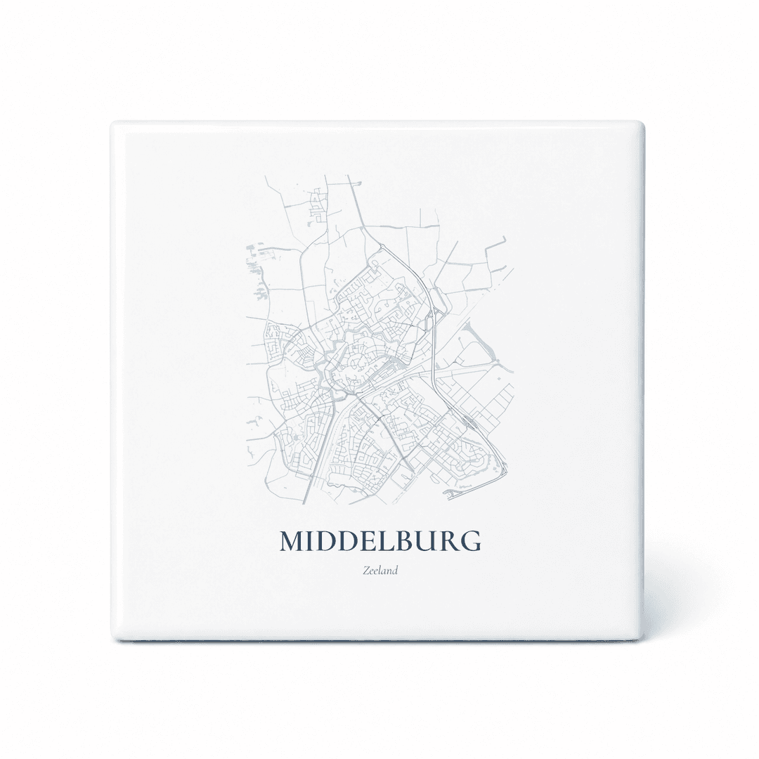 Kaarttegeltje Middelburg – kaartportret – Delfts blauw