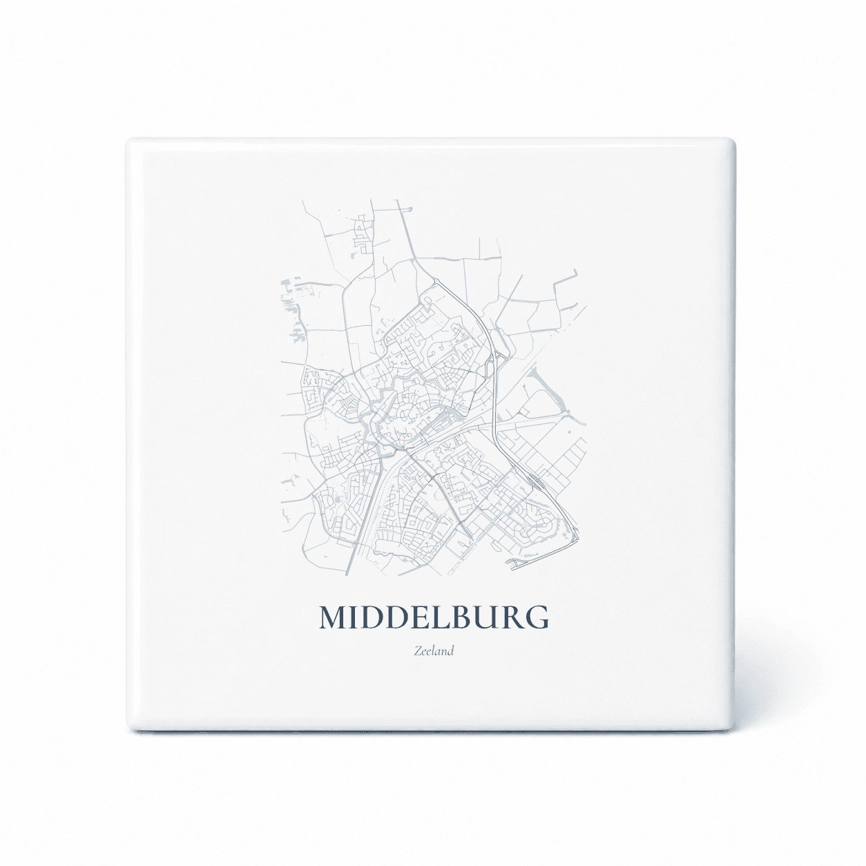 Kaarttegeltje Middelburg – kaartportret – Delfts blauw