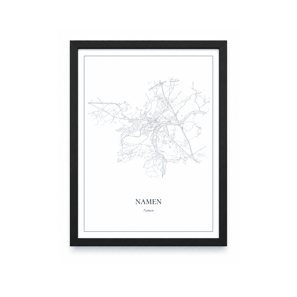 Kaartposter Namen – kaartportret – Delfts blauw