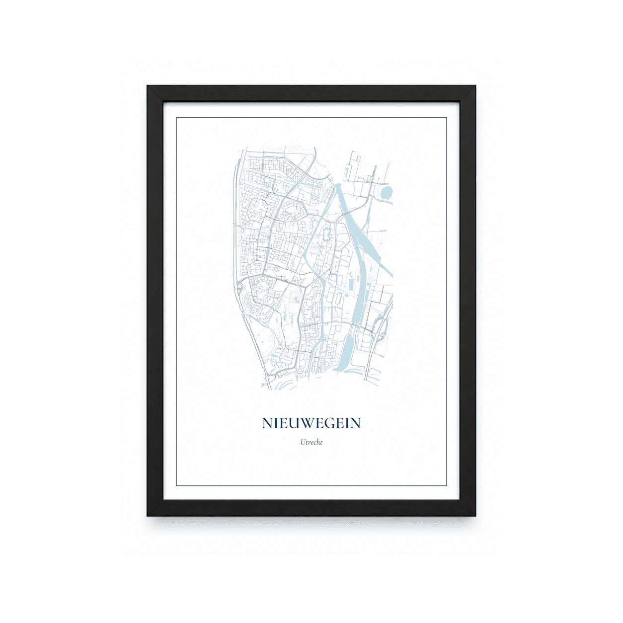 Kaartposter Nieuwegein – kaartportret – Delfts blauw