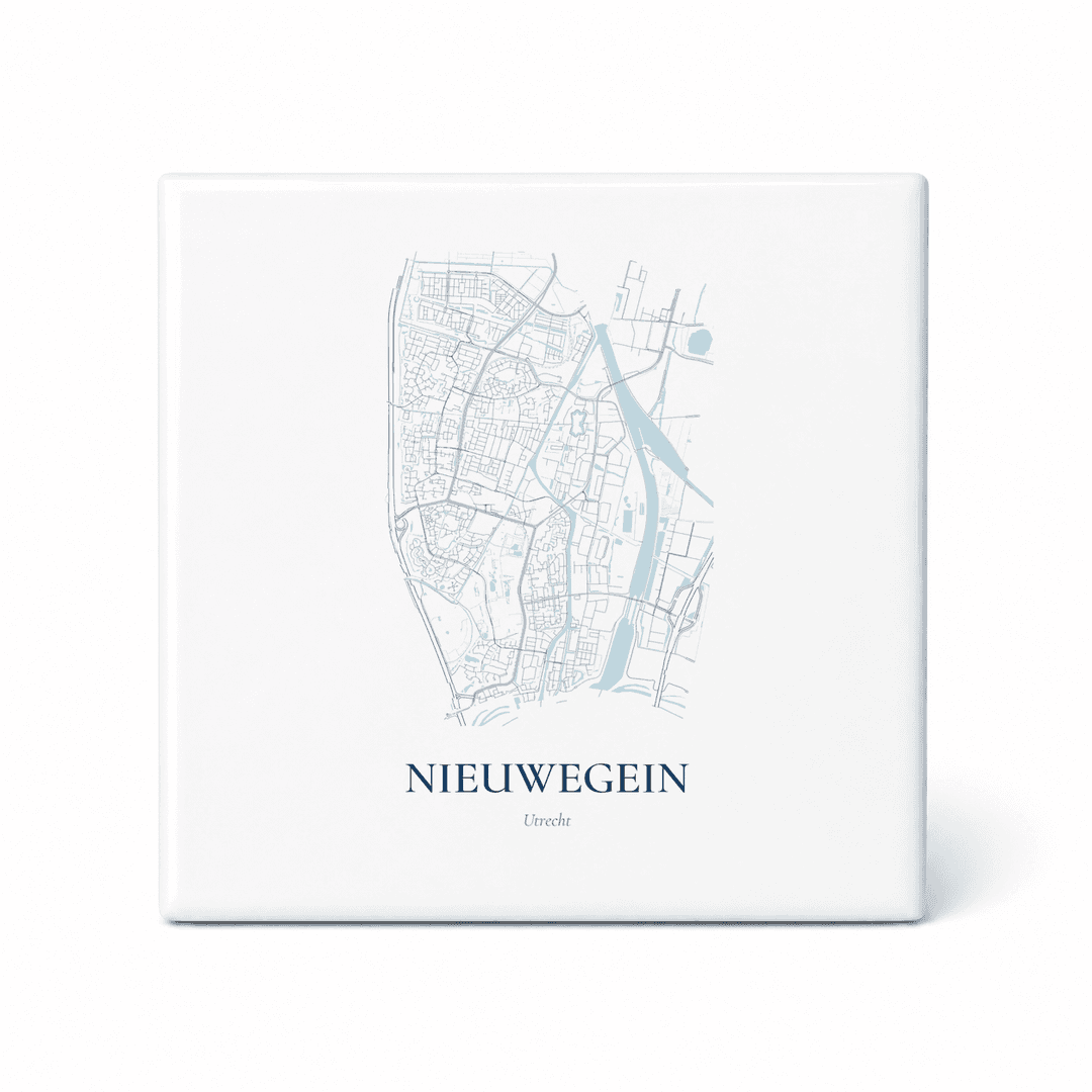 Kaarttegeltje Nieuwegein – kaartportret – Delfts blauw