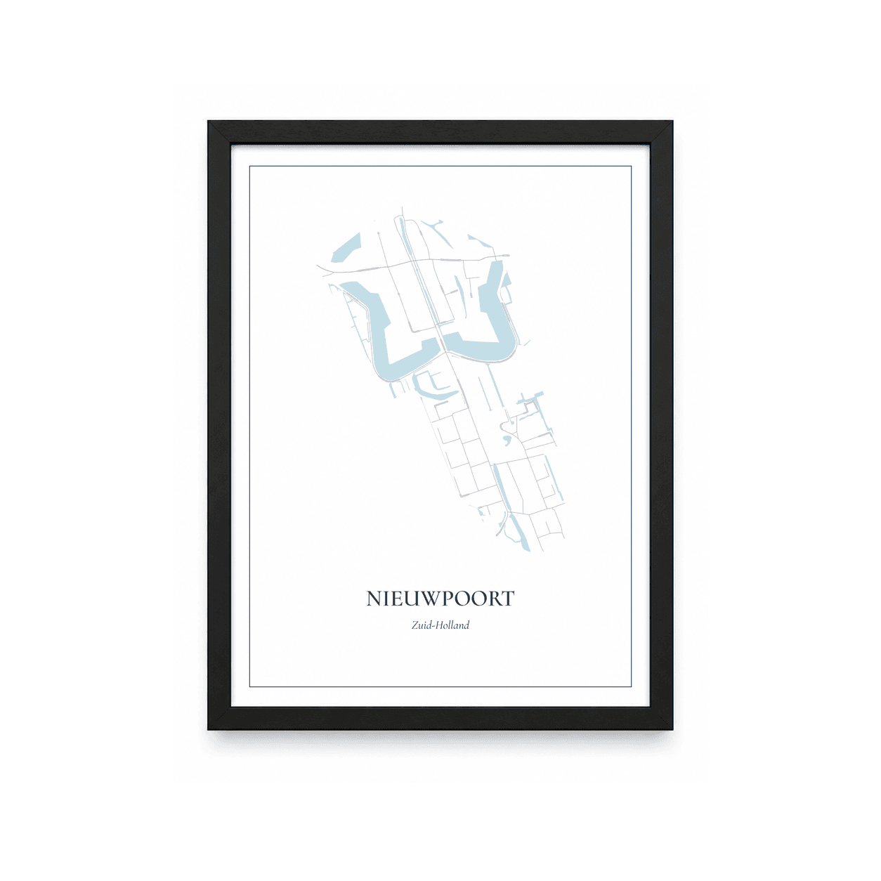 Kaartposter Nieuwpoort (NL) – kaartportret – Delfts blauw