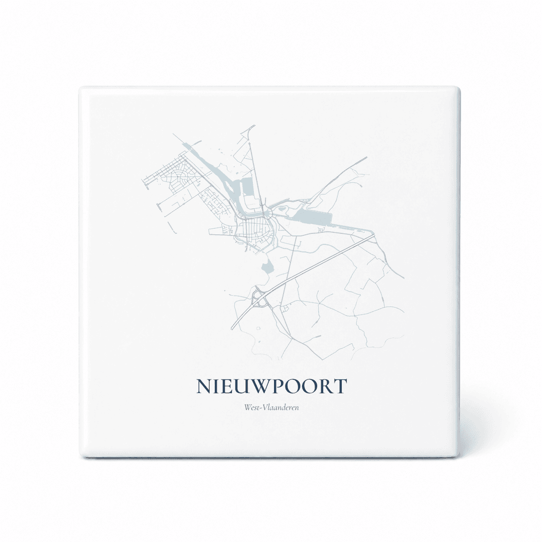 Kaarttegeltje Nieuwpoort – kaartportret – Delfts blauw
