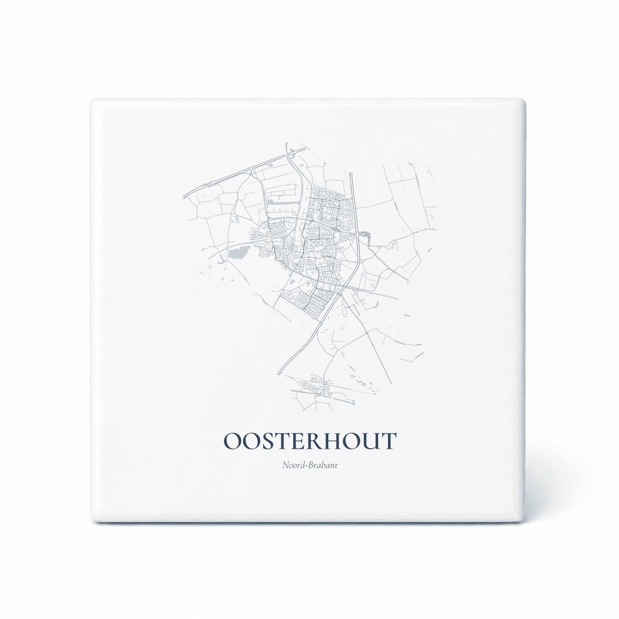 Kaarttegeltje Oosterhout – kaartportret – Delfts blauw
