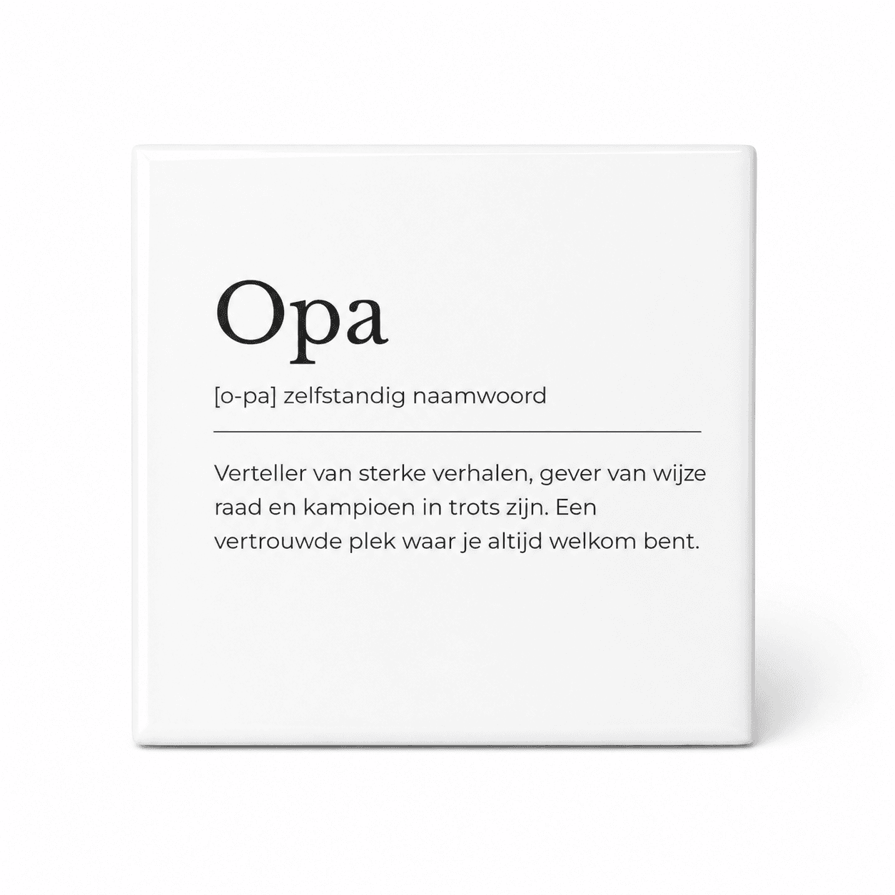 Opa woordenboektegeltje op keramiek
